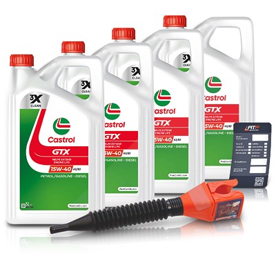 Castrol 20 L GTX 15W-40 A3/B3 + Ölwechsel-Anhänger + Einfülltrichter [Hersteller-Nr. 14C19F] von Castrol