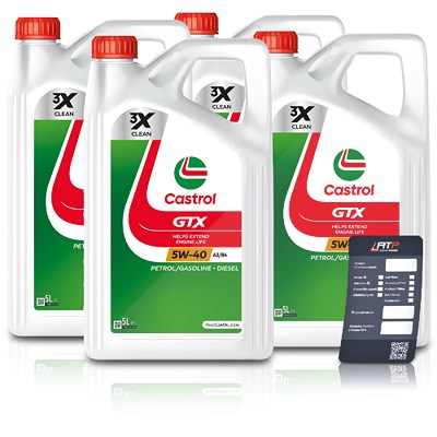 Castrol 20 L GTX 5W-40 A3/B4 + Ölwechsel-Anhänger [Hersteller-Nr. 15218F] von Castrol