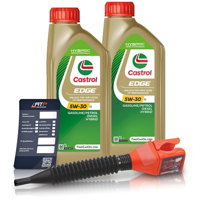 Castrol 2x 1 L EDGE 5W-30 LL + Ölwechsel-Anhänger + Einfülltrichter [Hersteller-Nr. 15665F] von Castrol