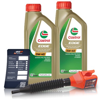 Castrol 2x 1 L EDGE 5W-40 + Ölwechsel-Anhänger + Einfülltrichter [Hersteller-Nr. 1535FA] von Castrol