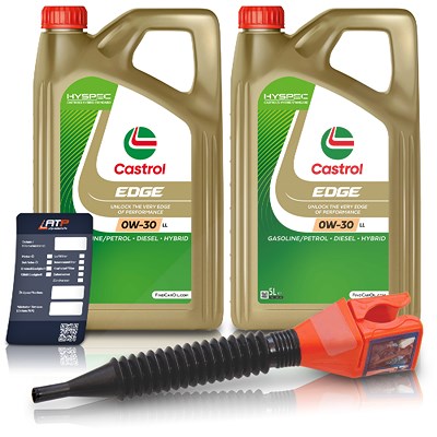 Castrol 2x 5 L EDGE 0W-30 LL + Ölwechsel-Anhänger + Einfülltrichter von Castrol