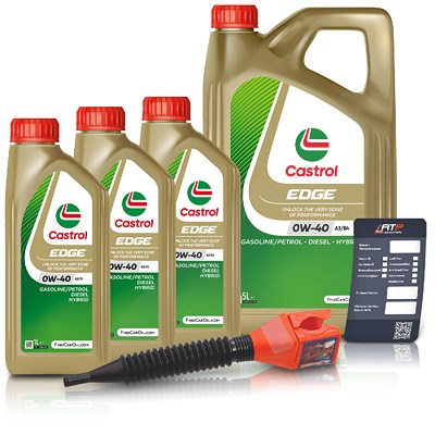 Castrol 8 L EDGE 0W-40 A3/B4 + Ölwechsel-Anhänger + Einfülltrichter [Hersteller-Nr. 15337F] von Castrol