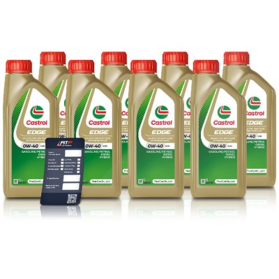 Castrol 8x 1 L EDGE 0W-40 A3/B4 + Ölwechsel-Anhänger [Hersteller-Nr. 15336D] von Castrol