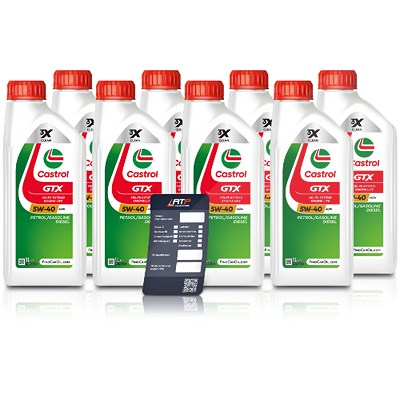 Castrol 8x 1 L GTX 5W-40 A3/B4 + Ölwechsel-Anhänger [Hersteller-Nr. 15218E] von Castrol