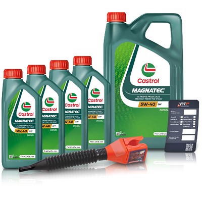 Castrol 9 L Magnatec 5W-40 DPF + Ölwechsel-Anhänger + Einfülltrichter [Hersteller-Nr. 1502BA] von Castrol