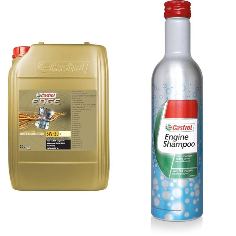 Castrol Bundle | Castrol EDGE 5W-30 LL Longlife Motoröl, 20L + Castrol Engine Shampoo, 300 ml von Castrol