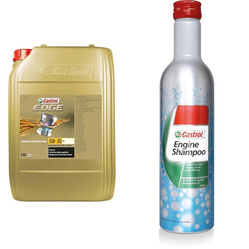 Castrol Bundle | Castrol EDGE 5W-30 M Motoröl, 20L + Castrol Engine Shampoo, 300 ml von Castrol