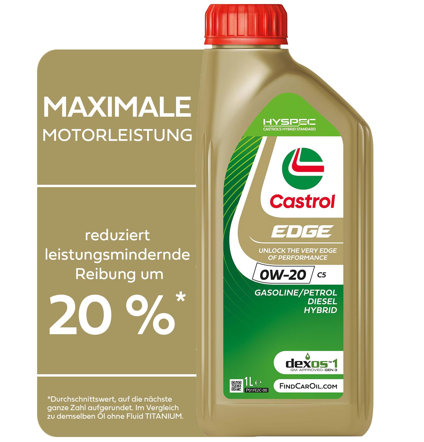 Castrol EDGE 0W-20 C5 Motoröl, 1L, Braun von Castrol