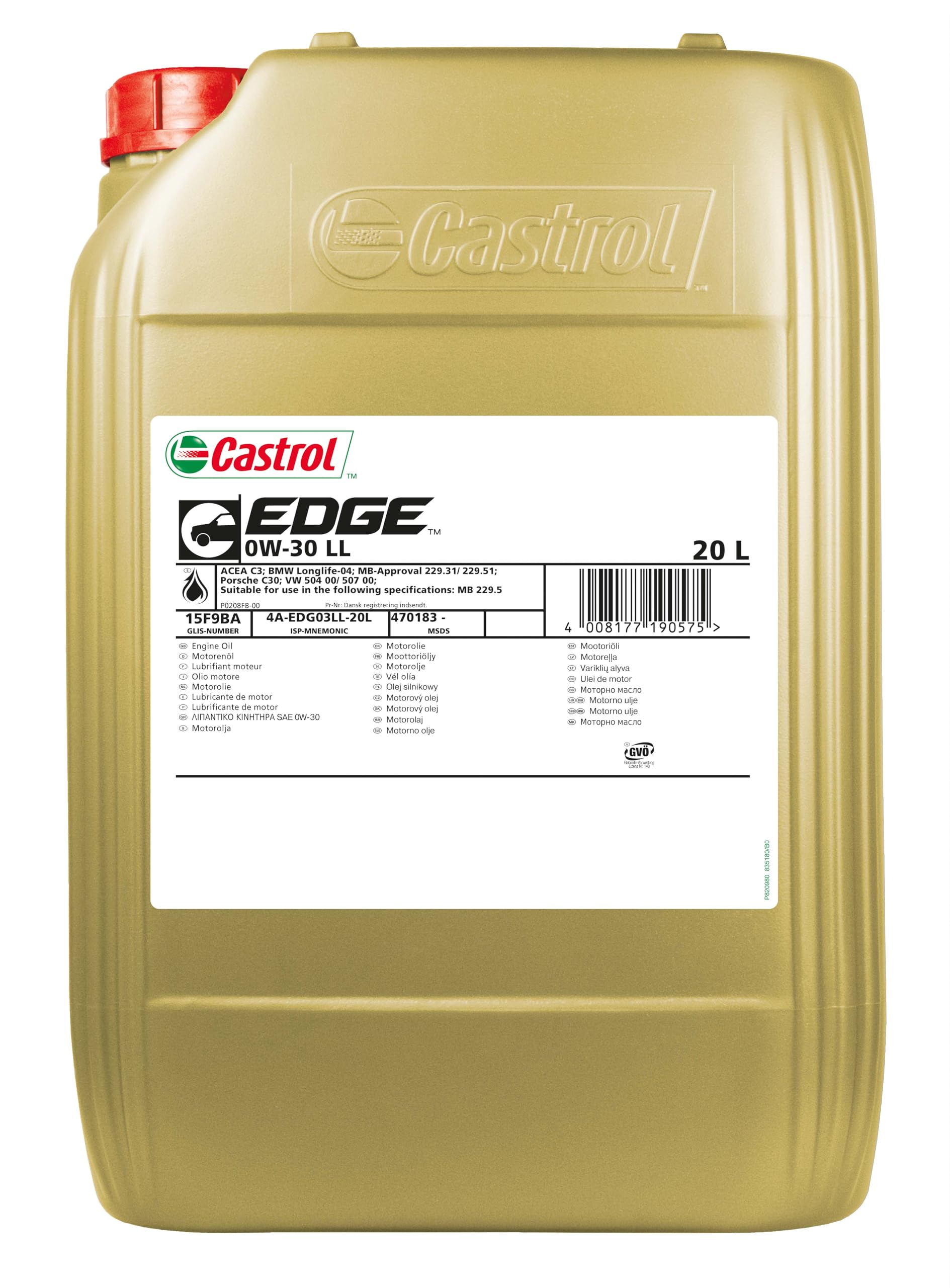 Castrol EDGE 0W-30 LL Longlife Motoröl, 20L von Castrol