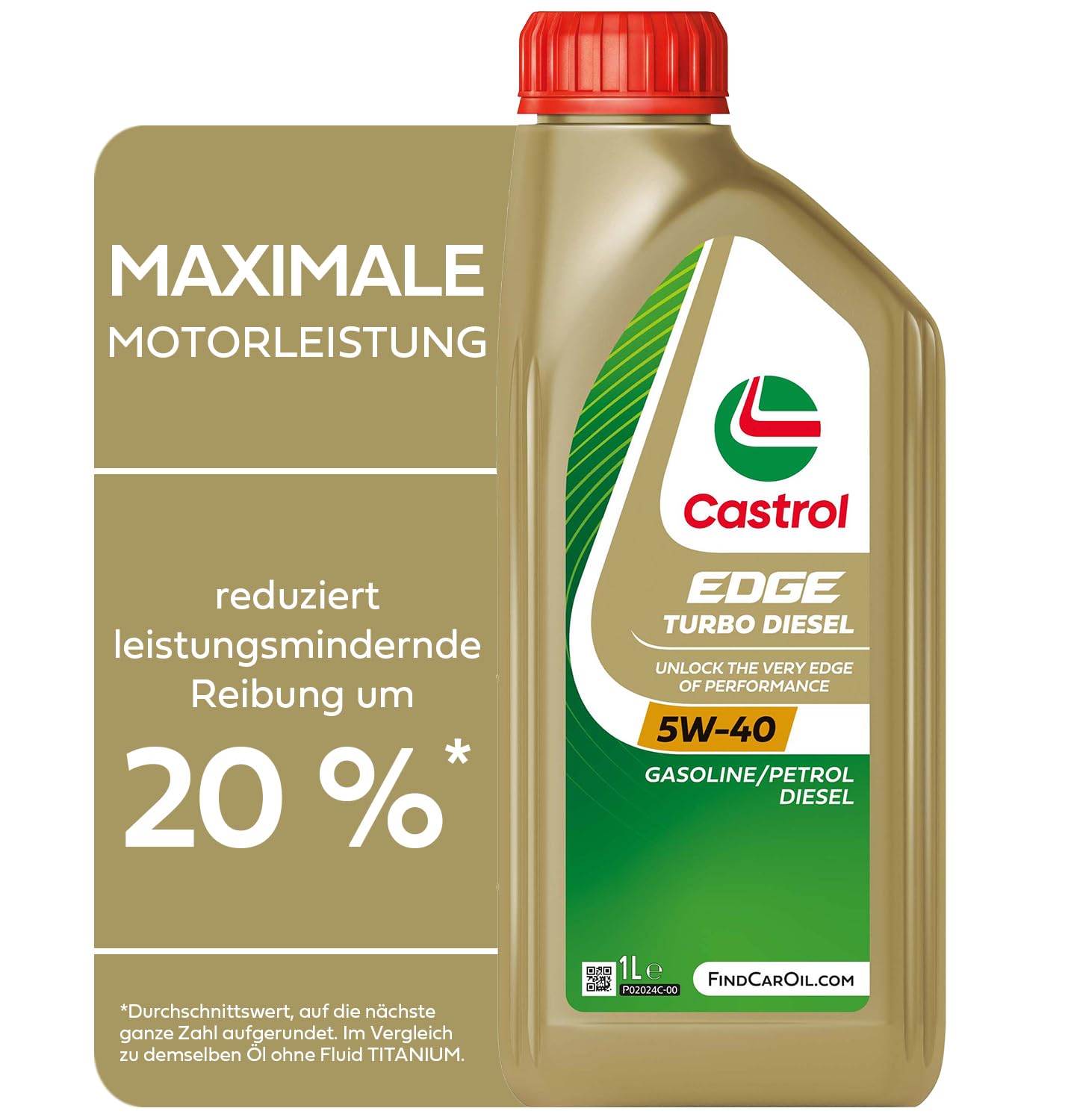 Castrol EDGE TURBO DIESEL 5W-40 Motoröl, 1L, schwarz von Castrol