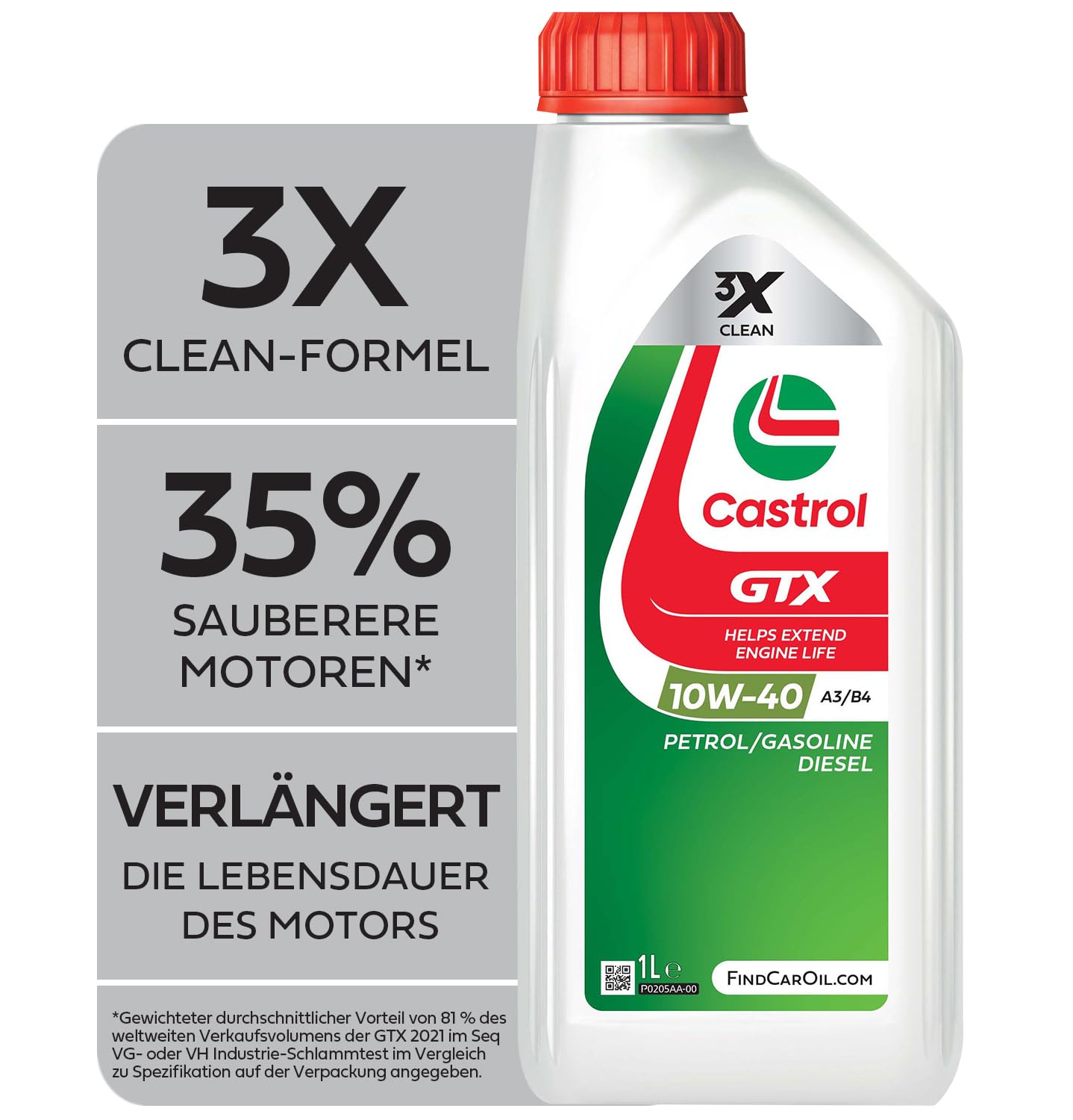 Castrol GTX 10W-40 A3/B4 Motoröl, 1L, schwarz von Castrol