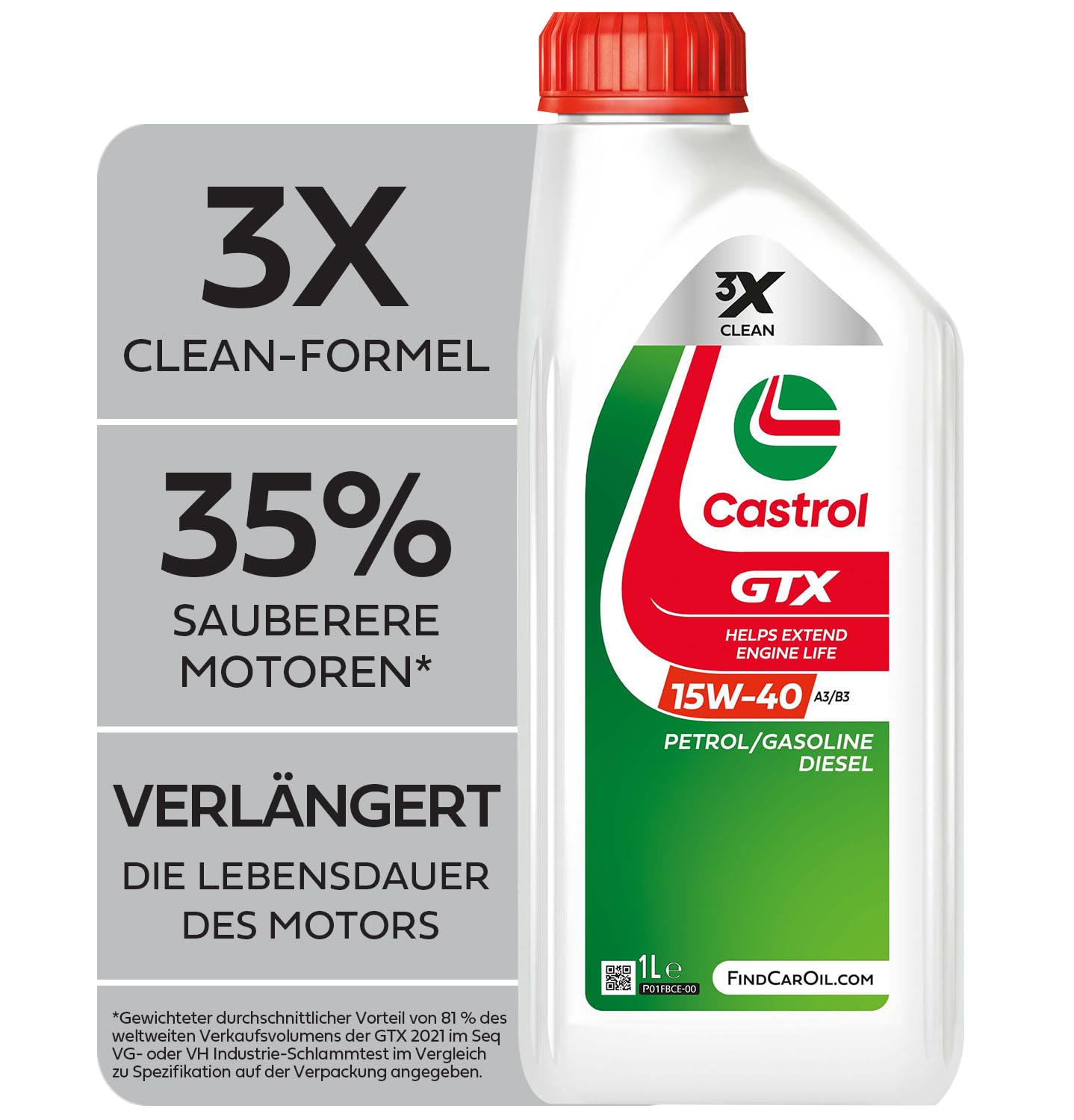 Castrol GTX 15W-40 A3/B3 Motoröl, 1L von Castrol