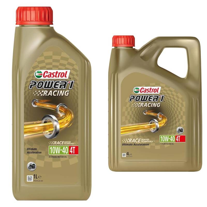 Castrol Bundle | Castrol POWER1 RACING 4T 10W-40 4-Takt Motoröl, 1L + 4L von Castrol