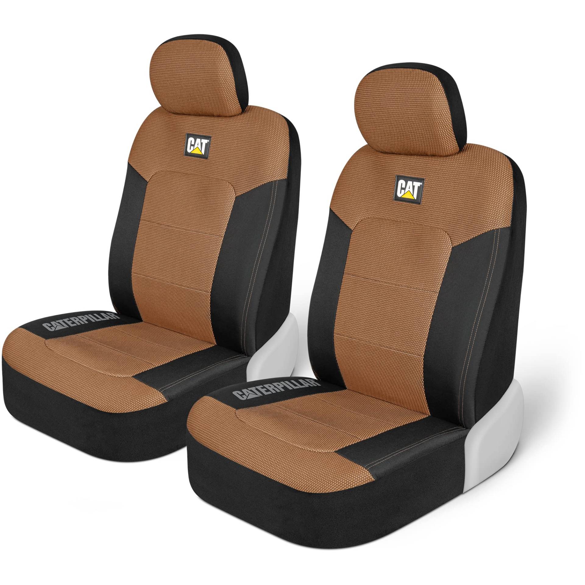 CAT® MeshFlex Automotive Sitzbezüge für PKW LKW und SUV (2er Set) - Beige Autositzbezüge für Vordersitze, LKW Sitzschoner mit Komfortabler Netzrückseite, Auto Innenbezüge von CAT