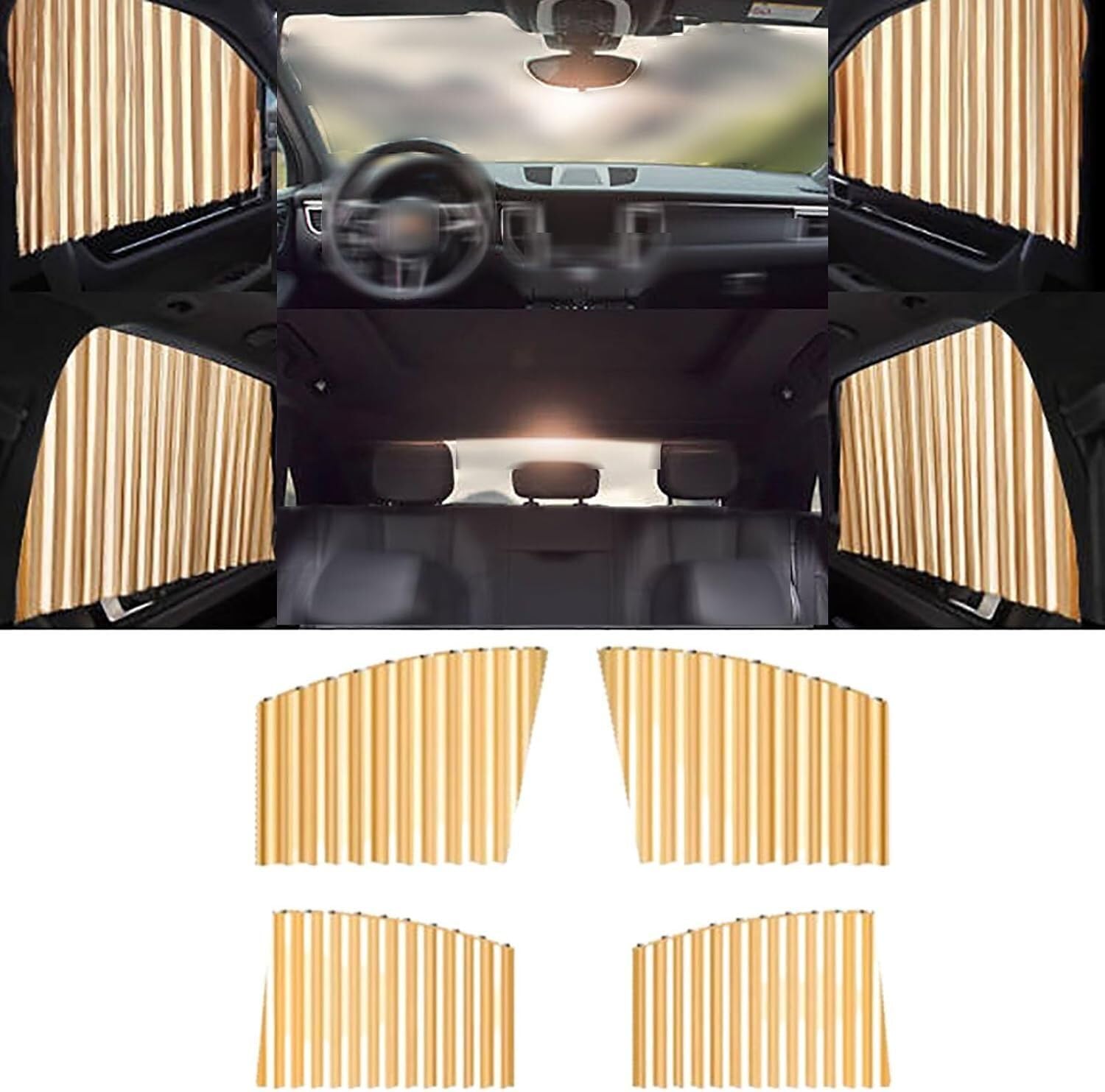 Universal Fit Magnetic Car Side Window Privacy Sunshade, Car Side Window Sun Shade, Car Sun Shade Side Window, Car Window Curtains for Car Windows (Golden) von Cautorsy