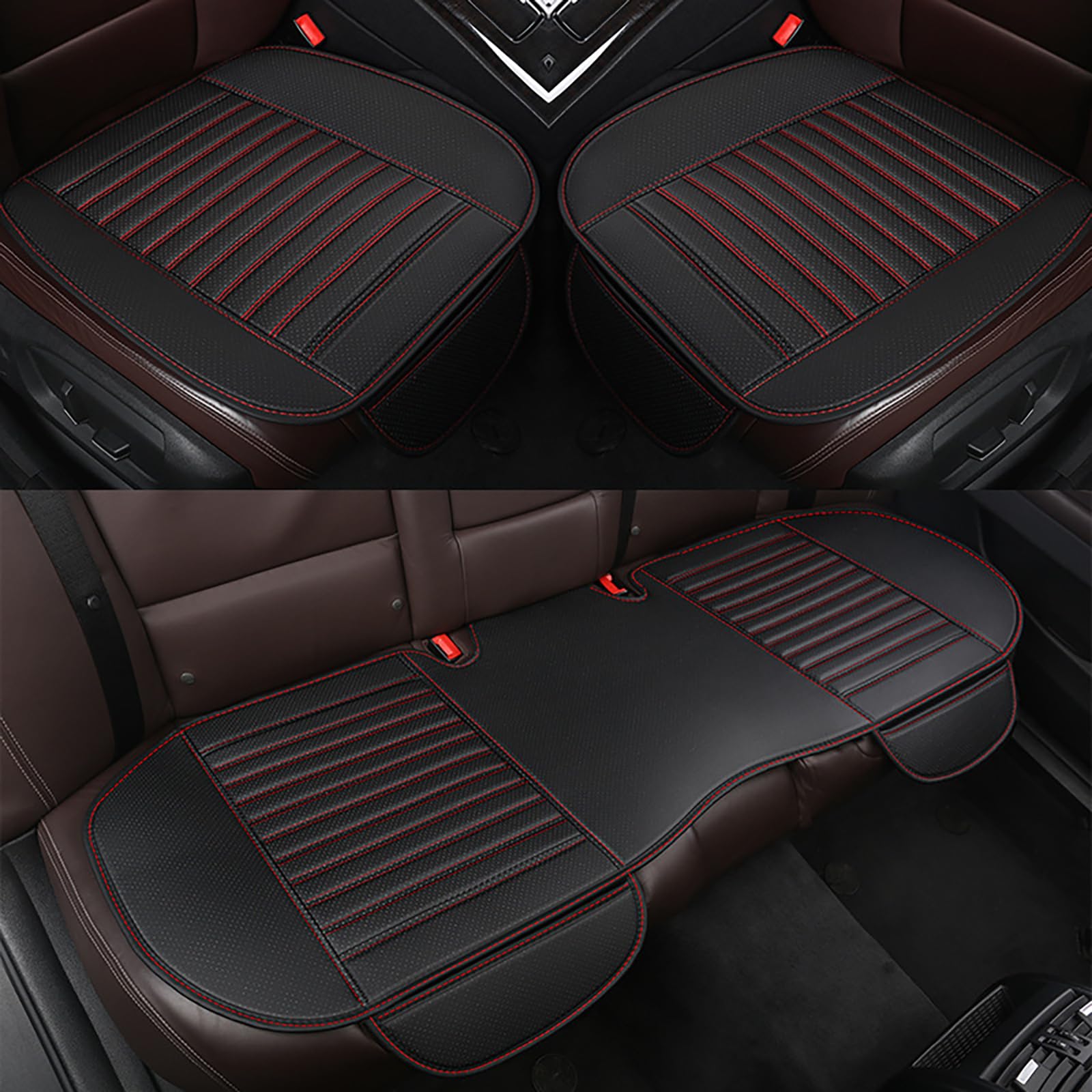 CcacHe Bequem Und Bambus Kohle Atmungsaktiv Auto Sitzkissen FüR Alfa Romeo Mito/Stelvio/Tonale/GT, AutositzbezüGe Bambus Kohle Sitzauflage Memory Schaum Pad,C/Black-Red von CcacHe