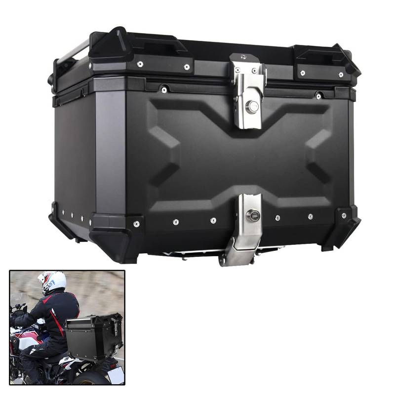 Motorradkoffer Wasserdicht Top Case Box Motorrad 45L 55L 65L 80L 100L Universal Rollerkoffer Helmkoffer Alu Topcase Roller Koffer Heckbox Mit Sicherheitsschloss,Für Scooter,Mofa,Quad (Color : Black, von CcacHe