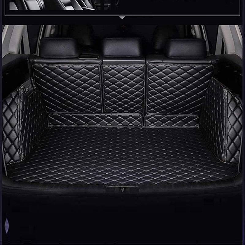 VollstäNdige Einkreisung Leder Kofferraummatte FüR Audi Q7 4L (5-seat) 2005–2015, Cargo Kofferraumwanne Antirutschmatte Schutzmatte Kratzfest Teppiche Interieur Car ZubehöR,A/Black von CcacHe