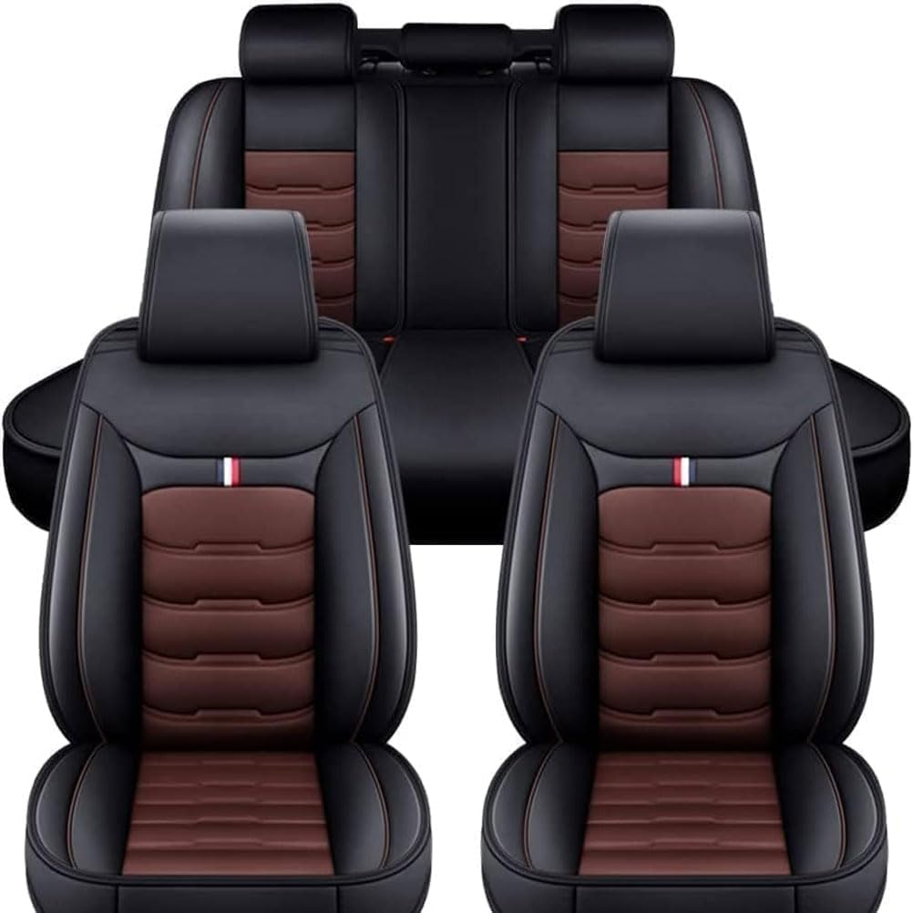 CchenliL Full Set Auto Sitzbezüge für BMW 3 Series Sedan (E90) 330i xDrive, Allwetter wasserdichtes Komfortabler Autositzbezug Full Set Sitzbezüge Sitzschoner,C-Black+Brown-size von CchenliL