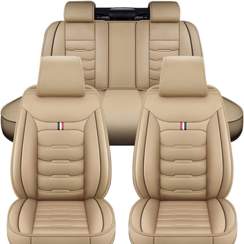 CchenliL Full Set Auto Sitzbezüge für BMW B5 Touring/Station Wagon (G31), Allwetter wasserdichtes Komfortabler Autositzbezug Full Set Sitzbezüge Sitzschoner,E-Beige-size von CchenliL