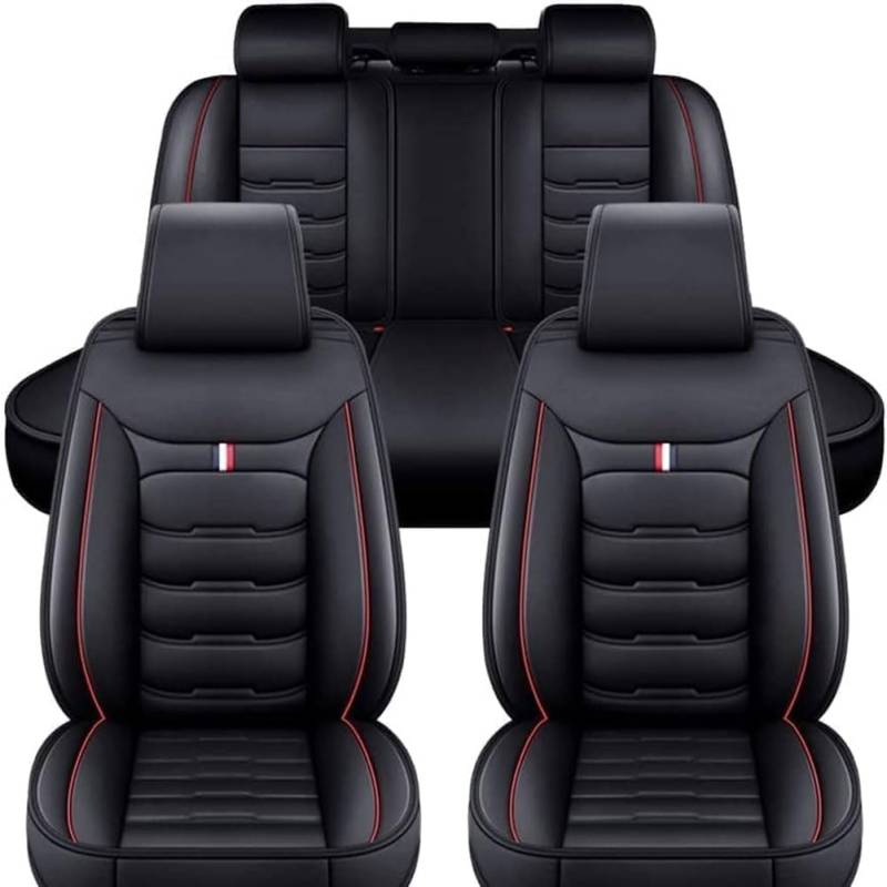 CchenliL Full Set Auto Sitzbezüge für Hyundai IONIQ electric drive 100 kW, Allwetter wasserdichtes Komfortabler Autositzbezug Full Set Sitzbezüge Sitzschoner,A-Black+Red-size von CchenliL