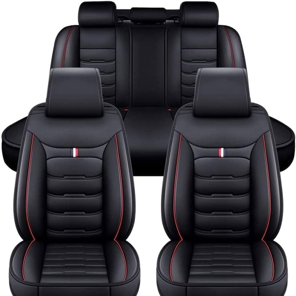CchenliL Full Set Auto Sitzbezüge für Jaguar XE/XJ/XF/SportBrake/F-Coupe/F-Typ/F-PACE/XKR, Allwetter wasserdichtes Komfortabler Autositzbezug Full Set Sitzbezüge Sitzschoner,A-Black+Red-size von CchenliL