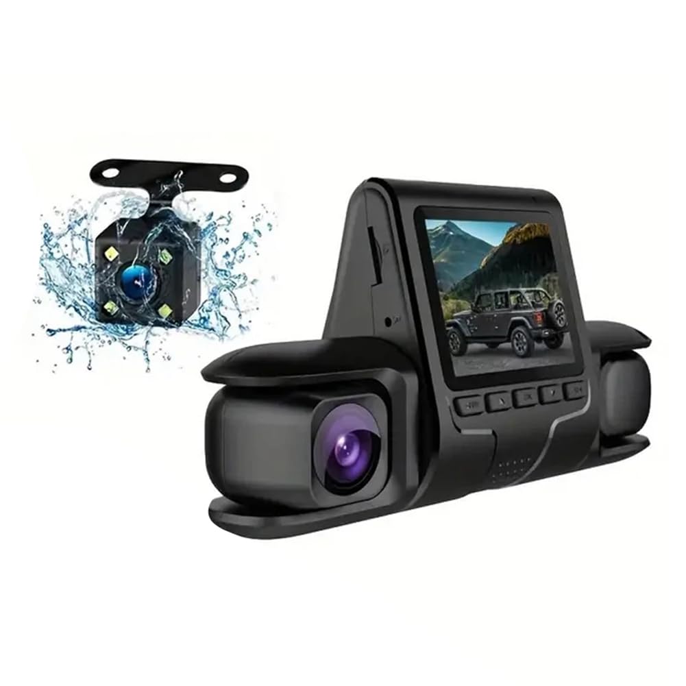 Celabie Autokamera DVR 3 Kamera-Objektive Autokamera Dual-Objektiv-Kamera 1080P HD Dashcam Videorekorder Schwarz 24H Parküberwachung Dashcam von Celabie