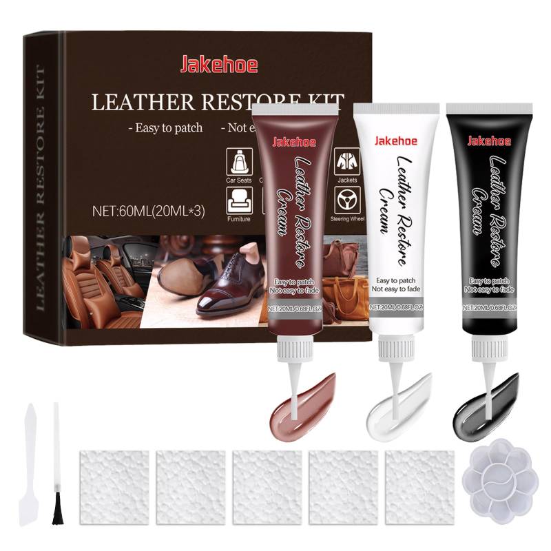 Celiodd 3 Farben Leder Reparatur Set 20Ml Flüssigleder Schwarz Lederreparaturset Schwarz,Kunstleder Reparaturset Lederreparatur Creme Mit Reparaturset Geeignet,für Sofas Autositze Lederjacken Taschen von Celiodd