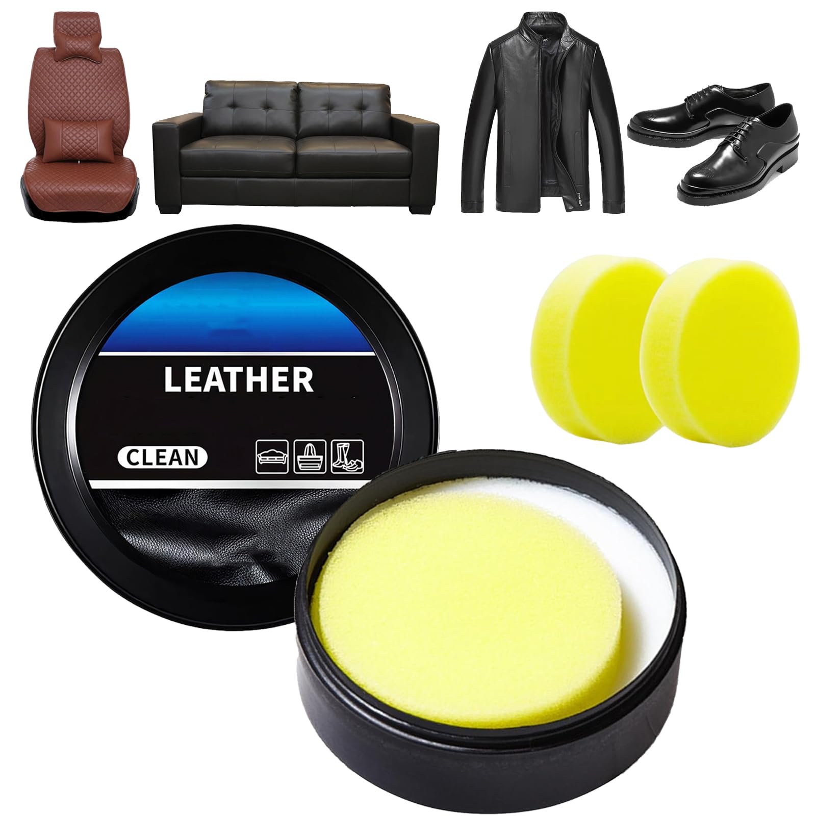 2 Pack Leader Reinigungs- und Pflegecreme & Reinigungspaste für Lederpflege, Lederreparaturset für Autoinnenraum, Möbel, Sofa, Couch, Jacke, Schuhe von Cemssitu