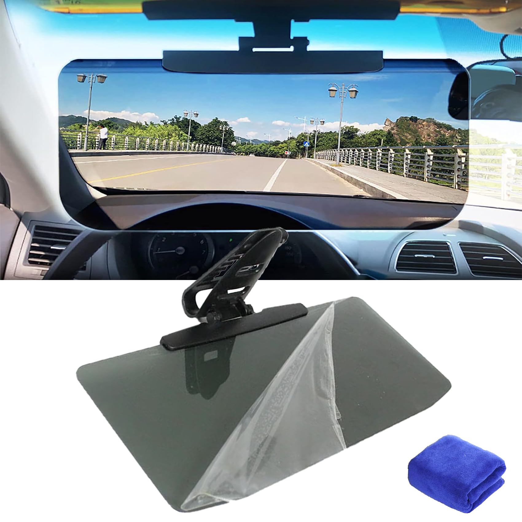 Universal Car Sun Visor with Polarized Glare Protection, Polarized Sun Visor Extender for Car, Car Visor Extender, Car Visor Extender Sun Blocker, Sun Visor Attachment for Car Windshield (1 Pack) von Cemssitu