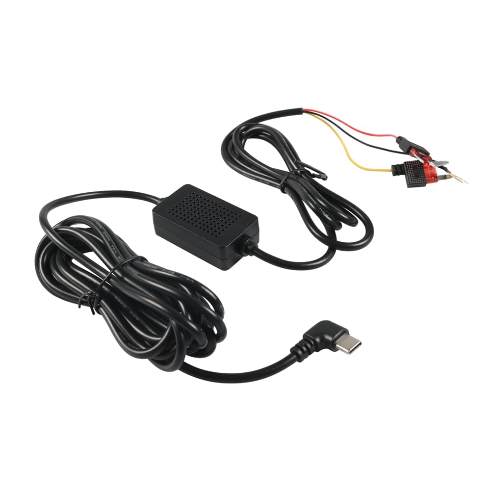 Cenei Dashcam-Zubehör-Verdrahtungssatz, USB-Typ-C-Dashcam-Kit-Step-Down-Kabel, 12 V-24 V auf DC 5 V 3 A Auto-Dash-Ladekabel von Cenei