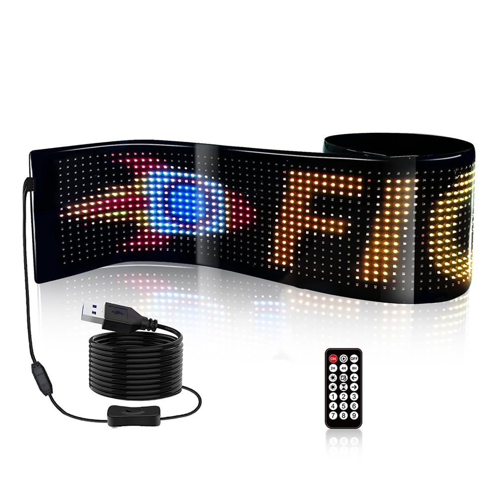 USB-LED-Matrix, Flexibles Panel, Auto-Schild, Lauftextanzeige, 5-V-LED-, RGB-Muster, Lauftext, Bluetooth-App-Steuerung von Cenei