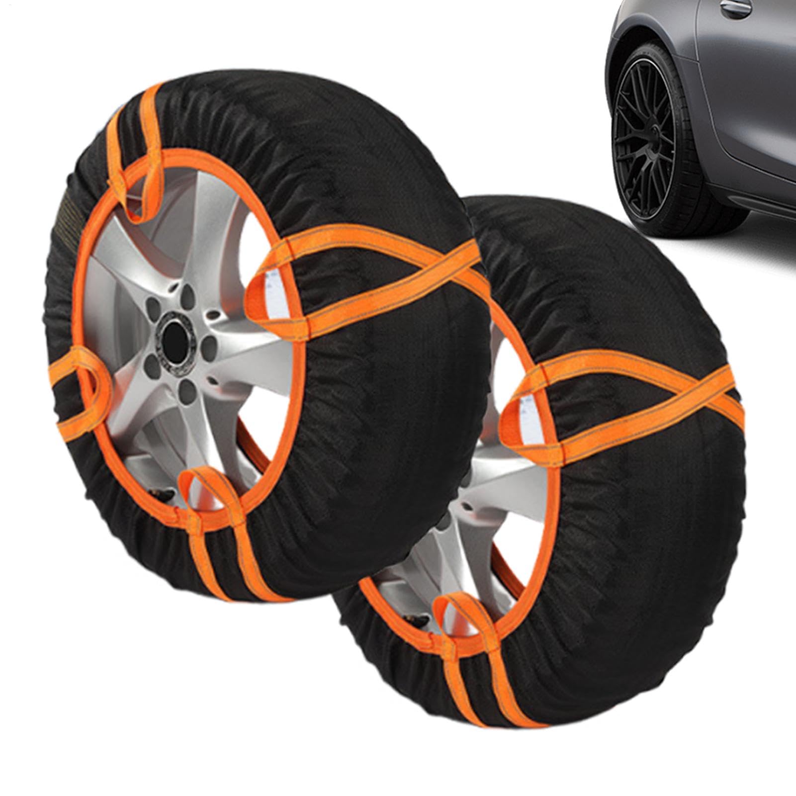 Ceprznvey Reifensocken für Schnee, rutschfeste Reifenabdeckung, rutschfeste Reifenabdeckung mit reflektierenden Warnstreifen für Wohnmobil, SUV, LKW, Kleinwagen, Limousine, 2 x rutschfeste von Ceprznvey