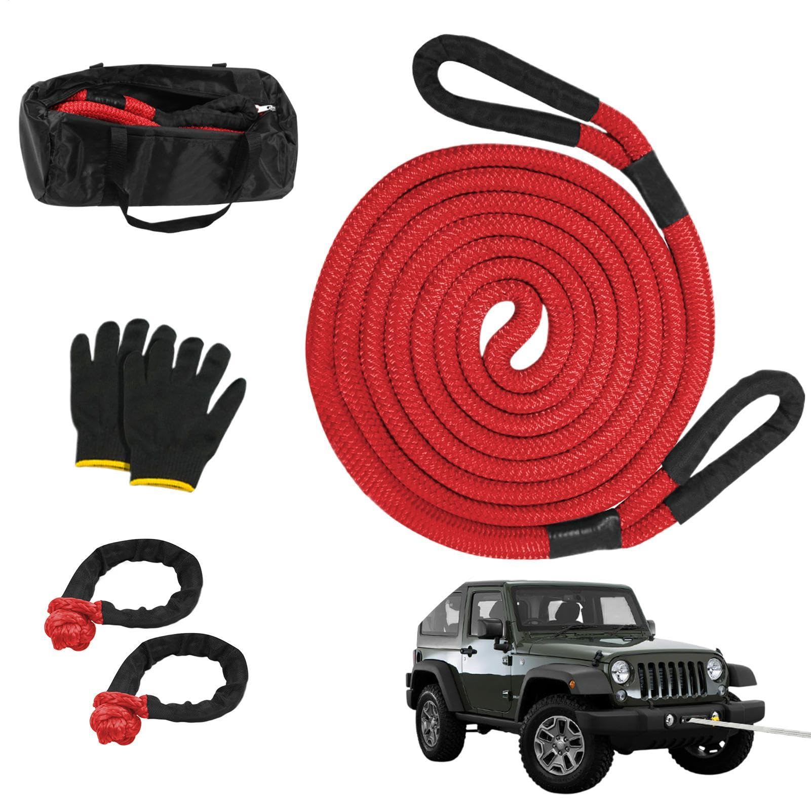 Rescue Traction Rope, Heavy-Duty Recovery Rope with Gloves, Tow Strap, Soft Shackle Tow Rope, Compact Tow Strap with Shackles, Nylon Tow Rope with Shackles and Gloves, Recovery Strap for Car Truck von Ceprznvey