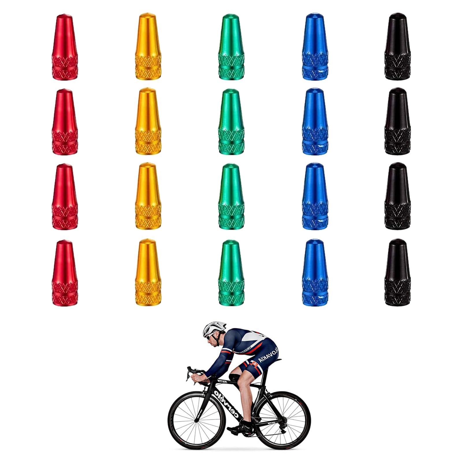 Sclaverandventil Kappe,Fahrradventil Französisch,Ventilkappen Fahrrad,MTB Ventilkappen,Ventilkappen Fahrrad Französisch,Staubkappen Fahrrad,Fahradventilkappen,Fahrrad Ventil Kappen(5 Farben, 20PCS) von Cerioll