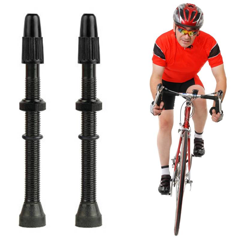 Ventilschaft Fahrrad Tubeless, Fahrradventil Tubeless, 2 PCS Ventilschaft Fahrrad Aluminiumlegierung, 60MM Tubeless Valve Stem, Fahrrad Presta Ventilschäfte für Fahrradreifen für Straße und MTB Reifen von Cerioll