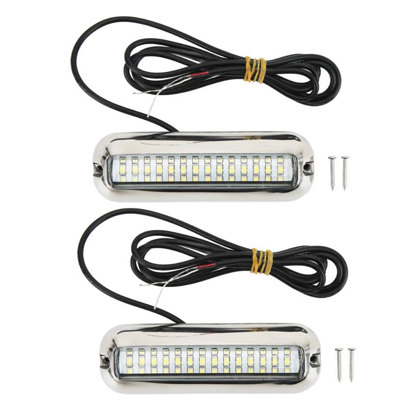 2Pcs 42 1500LM 10-30V 3.5W LED Marine Ambientelicht IP68 Wasserdichtes Unterwasserlicht Hecklicht Deckslicht 120° Weitwinkel Licht,Yacht Marine Abflussstopfen Lichter (Weiße von Cerlingwee