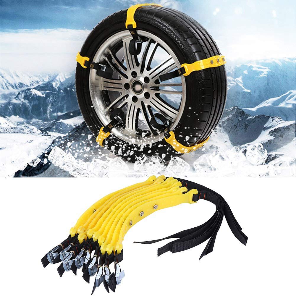 10pcs Universal Schneeketten, 185-225mm Auto Snow Tire Ketten Anti Rutsch Gürtel Auto Sicherheit Reifen Gürtel Regen und Schnee Tag Notfall Schneekette, für Auto LKW SUV von Cerlingwee