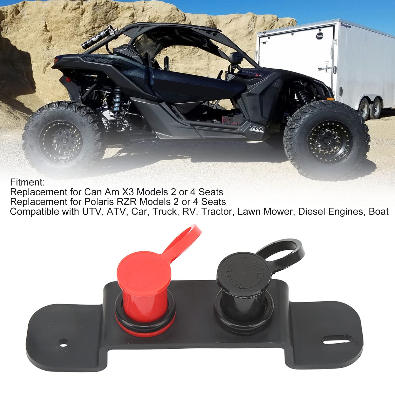 Batterie -Jump -Post -Kit, Remote -Batterie -Ladewerkzeug, Remote -Batterie -Jumper -Klemmenkit mit 4 Gauge Kabel, 2 cm Anschlussdurchmesser für UTV ATV -LKWs RVS -Boote von Cerlyiont