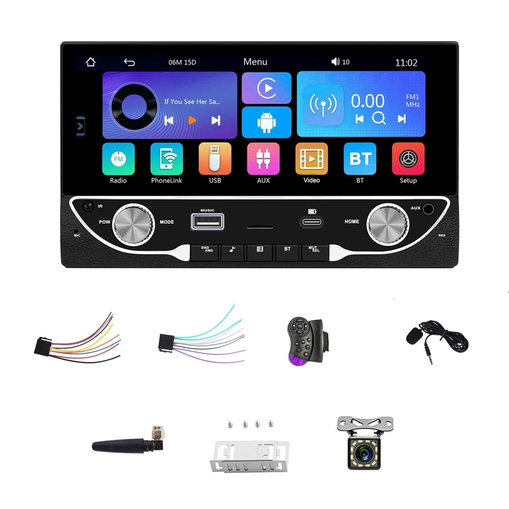 Cetfuro Kabelloses 2-DIN-Autoradio mit Carplay und Android Auto, 6,86-Autoradio, Bluetooth Mirror Link FM/SWC/USB/AUX/Rückfahrkamera von Cetfuro