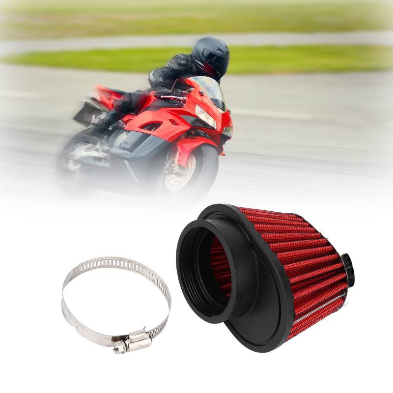 Chacerls Sportluftfilter,kn Luftfilter für Motorrad Universal,Doppelschicht Stahl Luftfilter Auto Rot Zubehör Geeignet für Honda (55 mm) von Chacerls