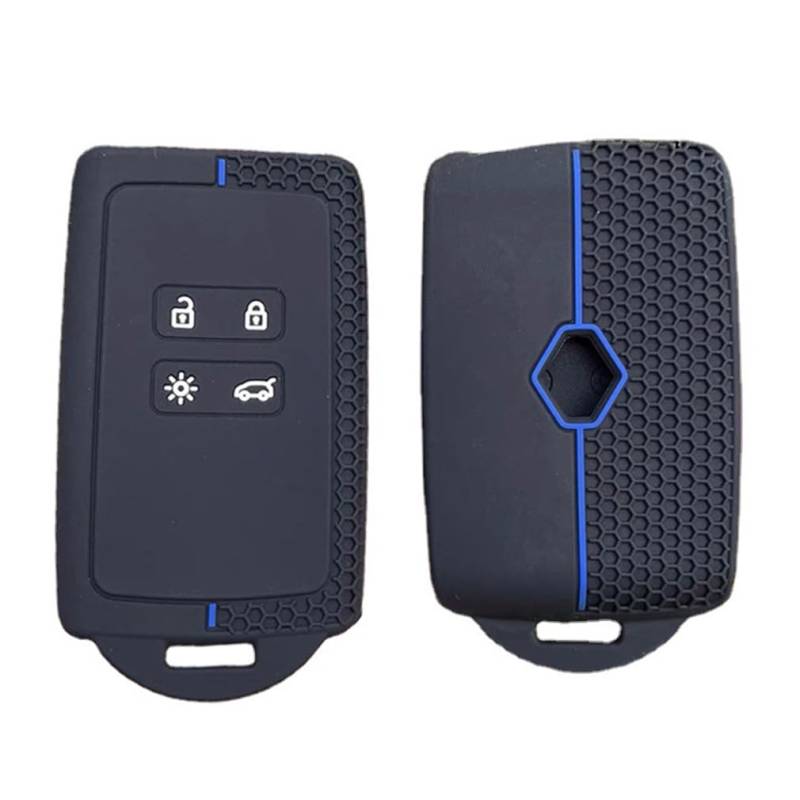 4 Tasten Autoschlüssel Cover Schlüsselkarte Hülle für Renaul-t Clio Megane Koleos Kadjar Kangoo Twingo Talisman Captur Espace Dacia Duster Silikon Schlüsselanhänger Protector (Blau) von Chaexii