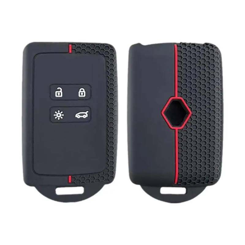 4 Tasten Autoschlüssel Cover Schlüsselkarte Hülle für Renaul-t Clio Megane Koleos Kadjar Kangoo Twingo Talisman Captur Espace Dacia Duster Silikon Schlüsselanhänger Protector (Rot) von Chaexii