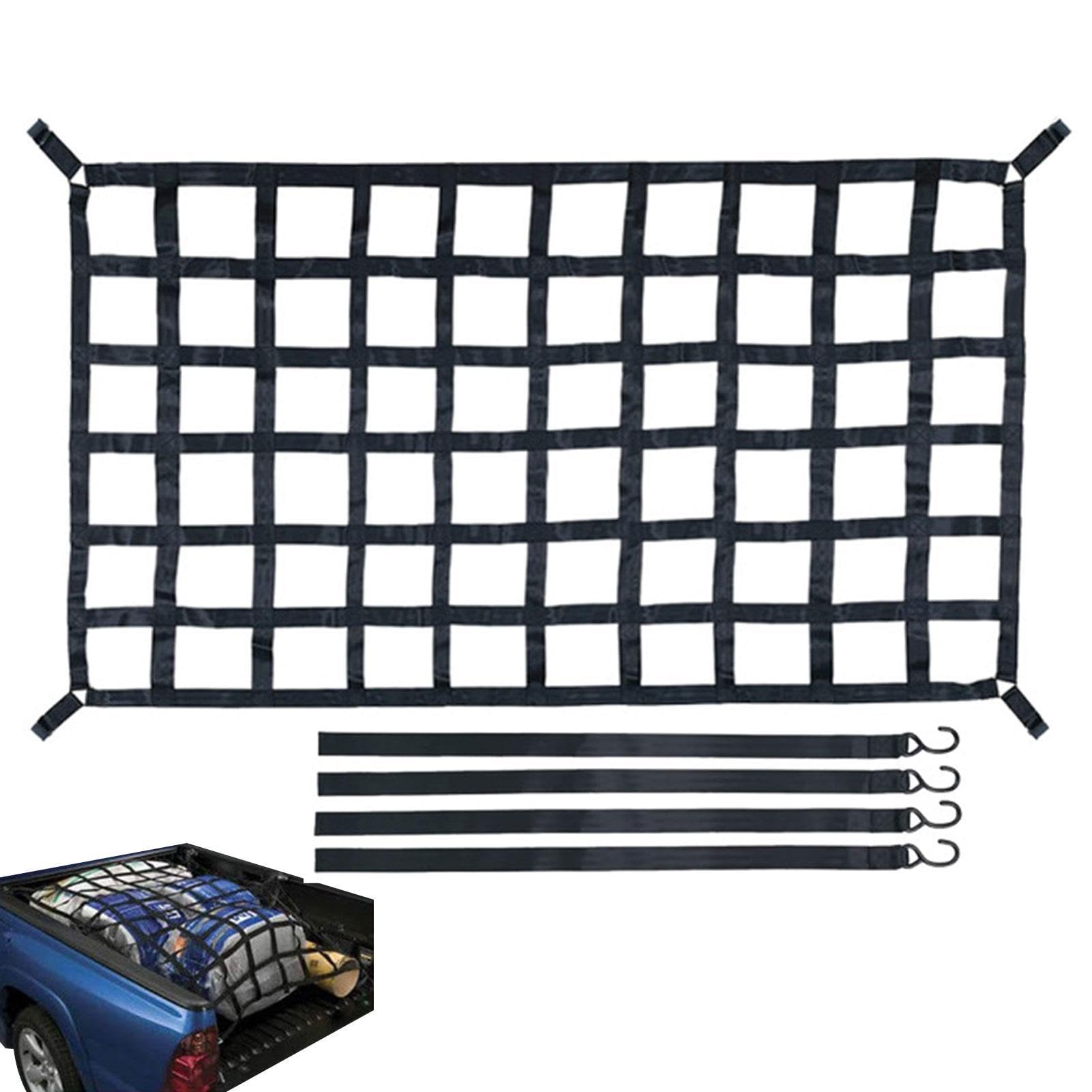 Chaies LKW-Ladeflächennetz | Super Duty 4" x 4" Bungee Cargo Net | Frachtnetz erstreckt Sich auf 30,5 x 45,7 cm für LKW-Ladefläche, Pickup-Ladefläche, Anhänger, Kofferraum, SUVs, Auto-Organizer-Netz von Chaies