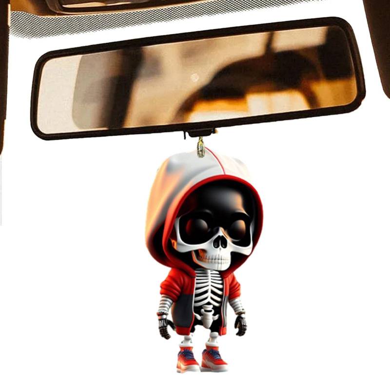 Chaies Swing Car Dangle Skelett Anhänger | Acryl Skelett Figuren Anhänger Rückspiegel , Halloween Auto Innendekoration für Rucksack, Auto, Rückspiegel von Chaies