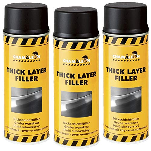 Chamäleon 1K DICKSCHICHTFÜLLER 400ml Spray FÜLLER Thick Layer GRUNDIERUNG (Schwarz, 3) von Chamäleon