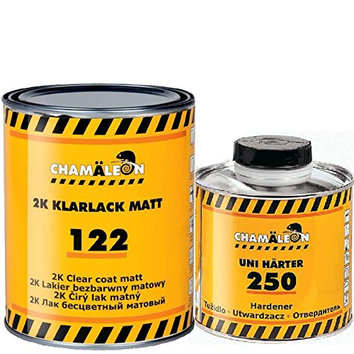 Chamäleon KLARLACK MATT 2:1 2K HS Kratzfest ACRYL Lack 1L + HÄRTER Fast SCHNELL 0,5L Clear Coat von Chamäleon