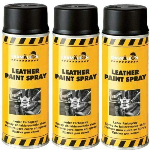 Chamäleon Lederfarbspray Schwarz 3 x 400ml Lederfarbe Lederspray Farbspray von Chamäleon