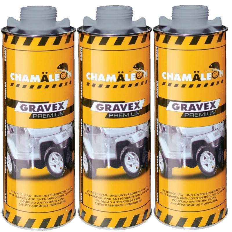 Chamäleon Unterbodenschutz 3x1KG schwarz, weiß, grau Bitumen für Spritzpistole Steinschlagschutz Karroseriereparatur von Chamäleon