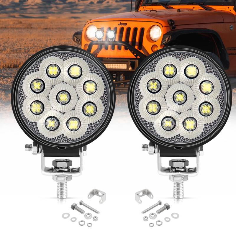 Chelhead LED Arbeitsscheinwerfer 3 Zoll, 2X27W Runden Arbeitsscheinwerfer 12V 24V, Spotlight IP67 Wasserdicht Arbeitslicht led zusatzscheinwerfer für Bagger Traktoren Schlepper ATV Lkw Offroad 4X4 von Chelhead